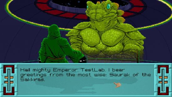 Best space games: a human emissary speaking to a Sakkras wiseman in Masters of Orion.