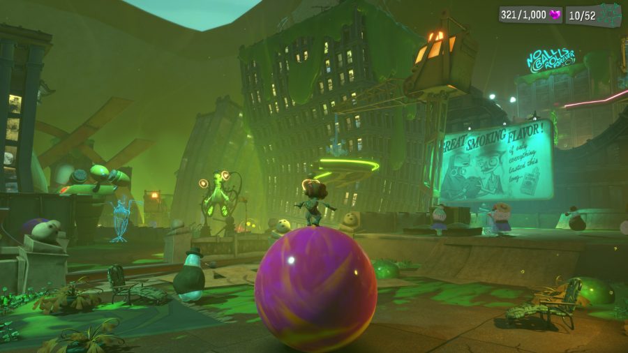 Riding a bowling ball around Psychonauts 2